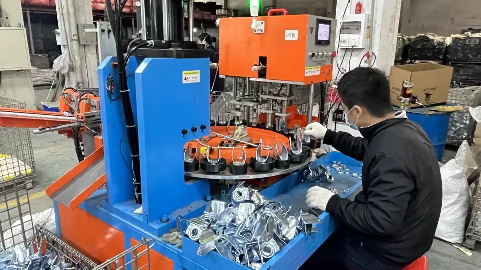 Workers at the caster factory are assembling casters