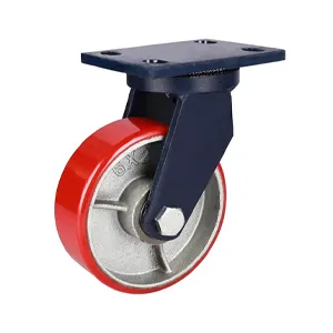 red color iron core swivel PU caster wheel