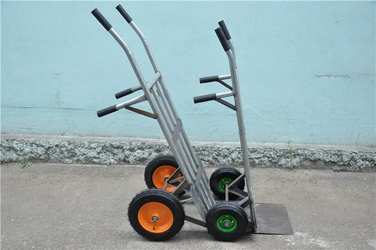 Handcart using pneumatic caster wheels