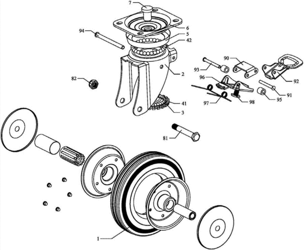 Structural drawings of industrial casters