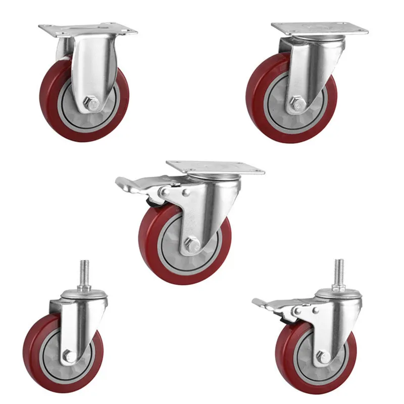 red color PVC industrial casters supplier